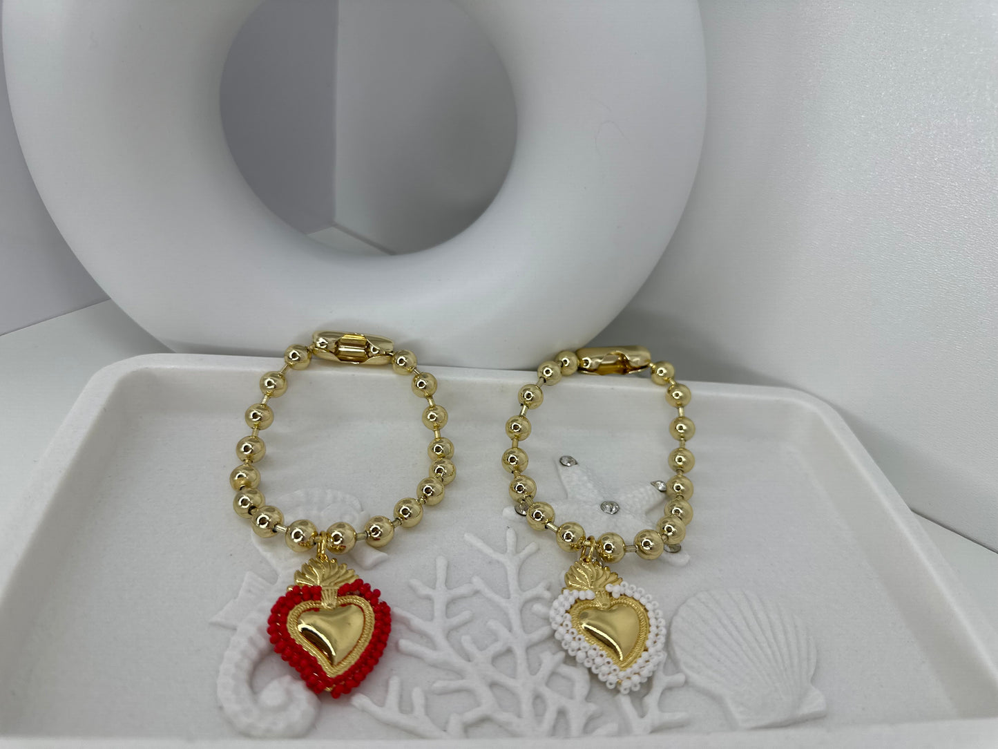 Pulseras de Balines con Dije de Corazon