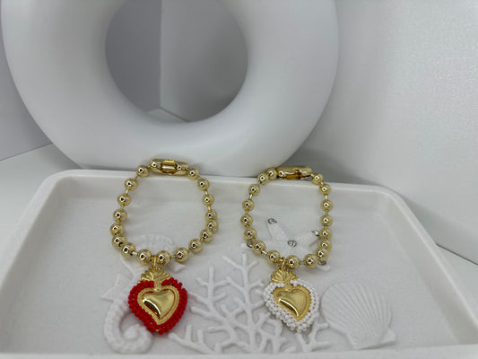 Pulseras de Balines con Dije de Corazon